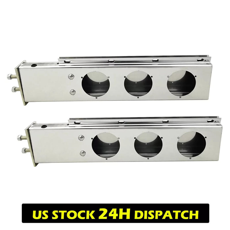 30" Straight Spring Loaded Mud Flap Hangers w/ 4" Light Cutouts For Semi Trucks