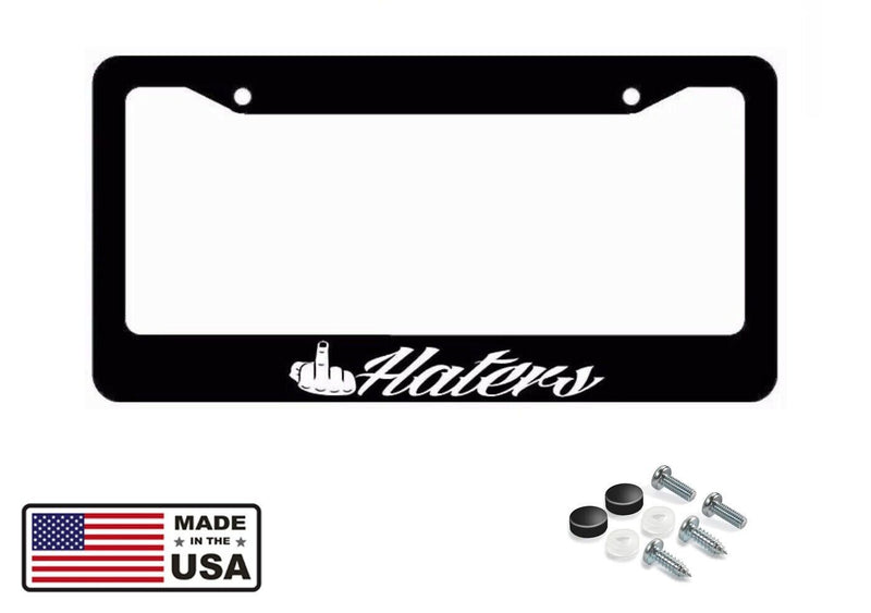 JDM F*ck Haters Tuner Drifting Racing Funny Black License Plate Frame