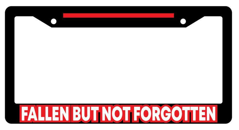 Fallen But Not Forgotten FIREFor Fighter w/STRIPE Black Plastic License Plate Frame  Mod-GRAPH9856236-916