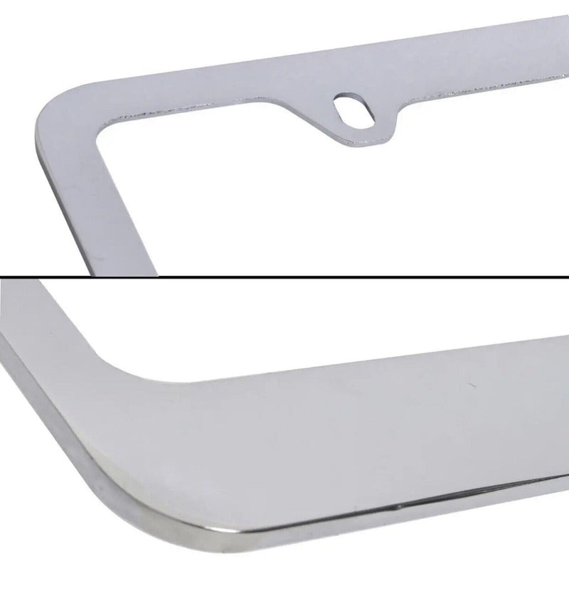 Metal License Plate Holder Frame w/ Chrome Rust-Free Heavy Duty Bling