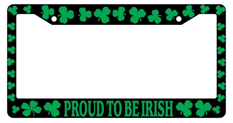 Black License Plate Frame Shamrocks, Irish And Proud Of It Green Auto Accessory  Mod-GRAPH9856236-2244