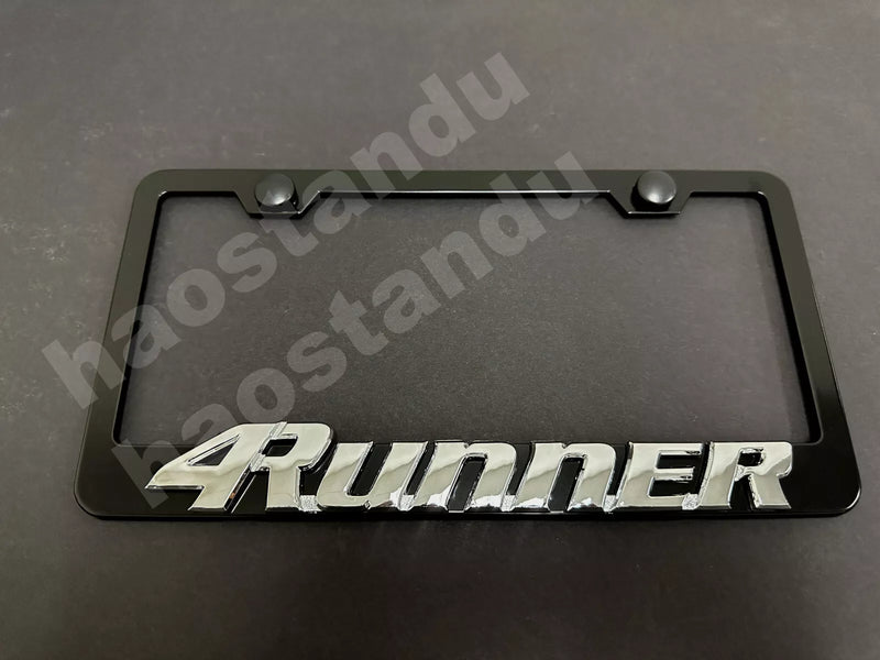 1x For 4Runner 3D Emblem BLACK Stainless License Plate Frame RUST FREE