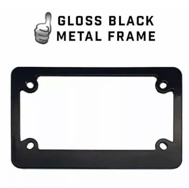 Premium Vivid Black Metal Sport License Plate Frame For Motorcycle Scooter