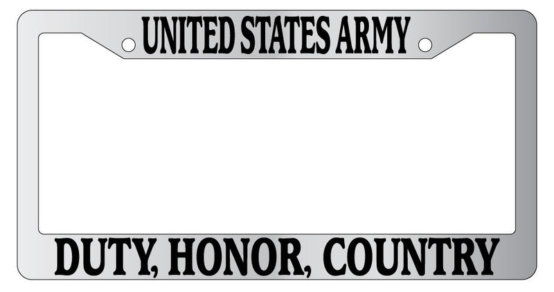 Chrome License Plate Frame United States Army, Duty Honor Country Auto 149  Mod-GRAPH9856236-6113