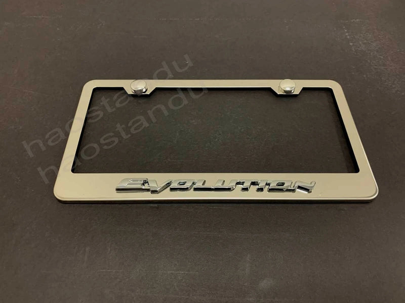 1x EVOLUTION 3D Emblem STAINLESS STEEL License Plate Frame RUST FREE + ScrewCap