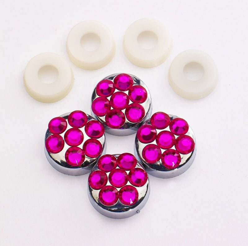 Hot Pink Crystal Rhinestone Screw Caps for Bling Sparkle License Plate Frame