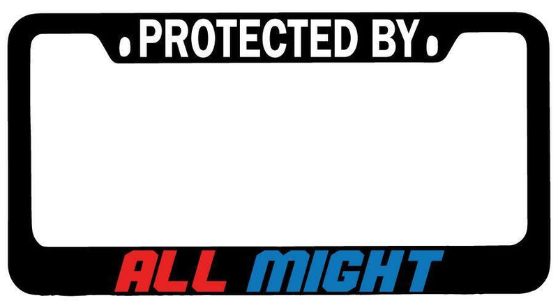Protected By All Might Black METAL License Plate Frame Auto My Hero Academia  Mod-GRAPH9856236-8365