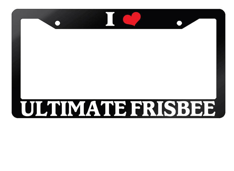 Glossy Black License Plate Frame I HEART ULTIMATE FRISBEE Auto Accessory  Mod-GRAPH9856236-7566