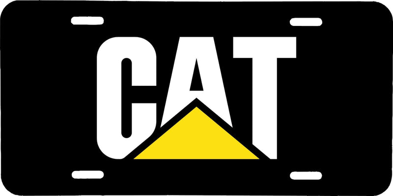 CAT CATERPILLAR LOGO BLACK BACKGROUND VEHICLE LICENSE PLATE TRACTOR TAG .040 GA