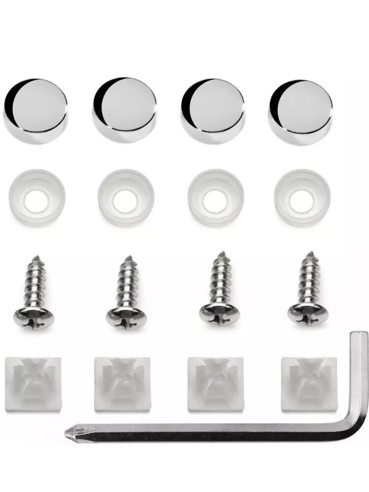 Rust Resistant Stainless Steel License Plate Frame Screws Fasteners + Chrome Scr