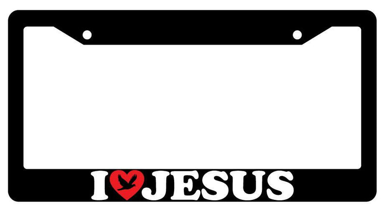 I Heart Jesus w/DOVE Black Plastic License Plate Frame  Mod-GRAPH9856236-911