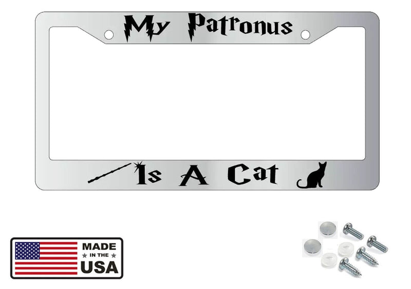 My Patronus Is A Cat Chrome METAL License Plate Frame Harry Potter