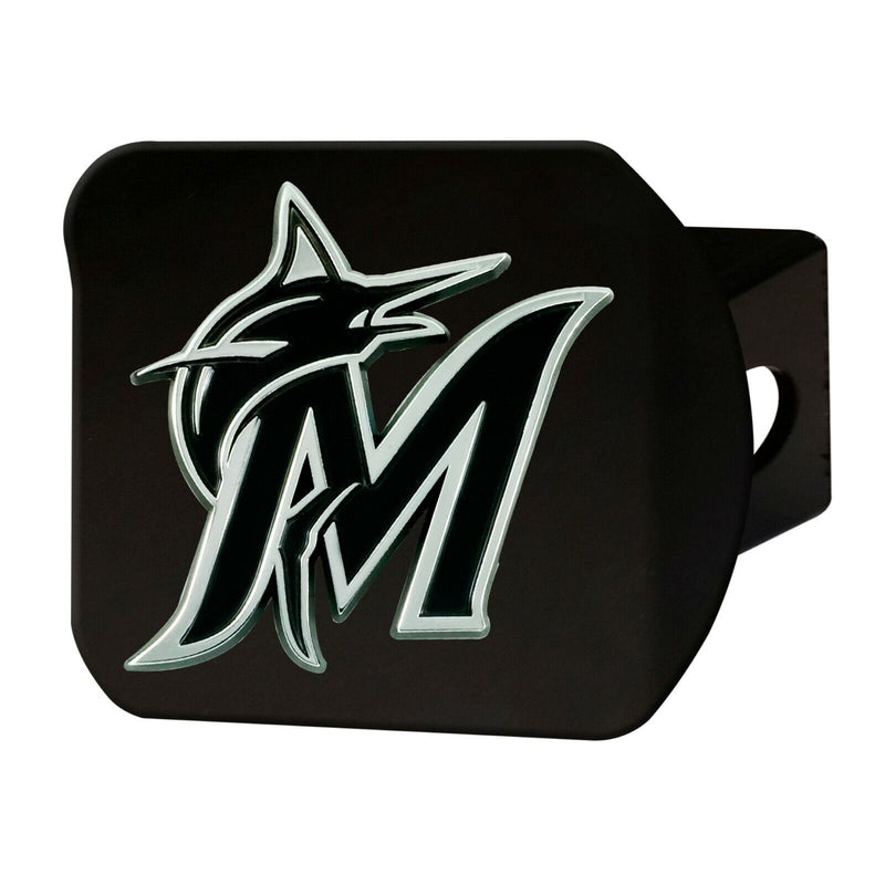 MLB Miami Marlins 3D Chrome on Black Metal Hitch Cover