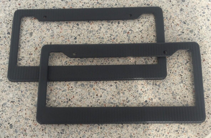 2 x JDM Black Carbon Fiber Look License Plate Frame Cover Front Rear US Size