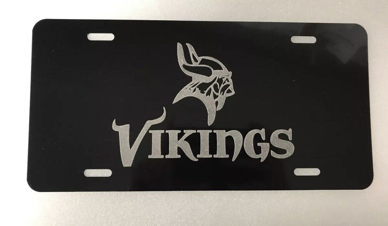 Minnesota Vikings Logo Car Tag Diamond Etched on Aluminum License Plate