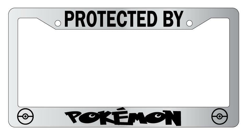 Protected By Pokémon Chrome License Plate Frame Auto Pokémon  Mod-GRAPH9856236-5246