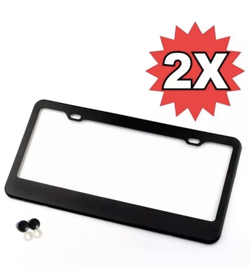 2 x Black Aluminum Alloy Car License Plate Frame Cover Front & Rear US Size
