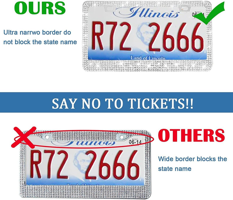Unbreakable Clear Crystal Bling License Plate Frame including Mounting Hardware