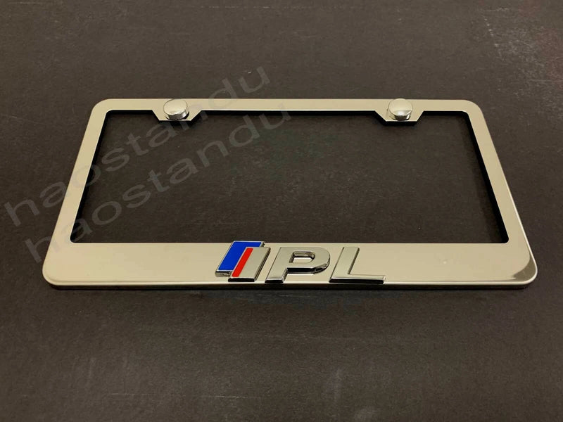 1x For "IPL" 3D Emblem STAINLESS STEEL License Plate Frame RUST FREE + Screw Cap