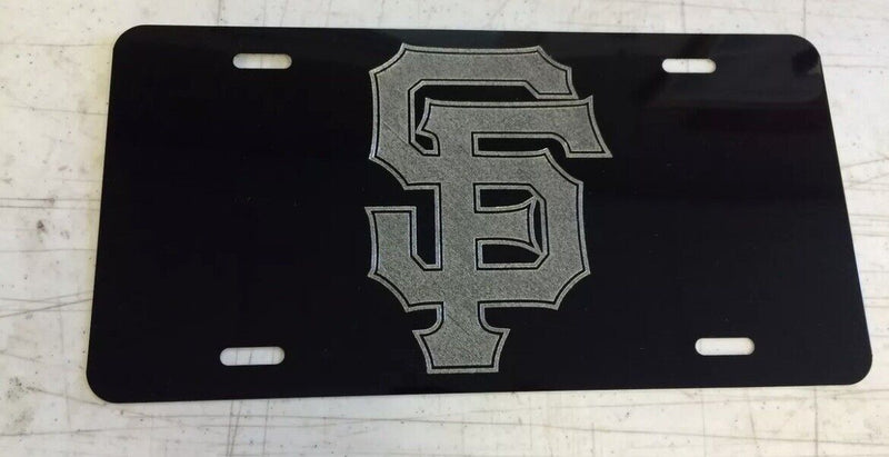 San Francisco Giants Car Tag Diamond Etched on Black Aluminum License Plate