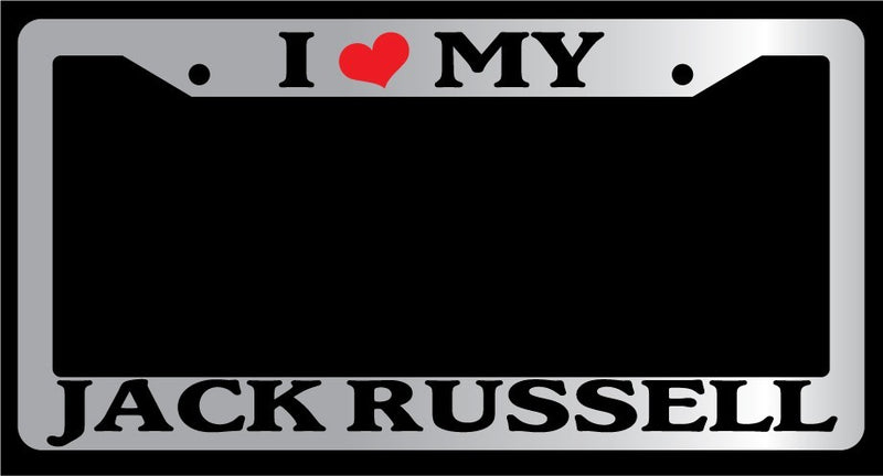 Chrome License Plate Frame I Heart My Jack Russell Auto Accessory Novelty 237  Mod-GRAPH9856236-5607