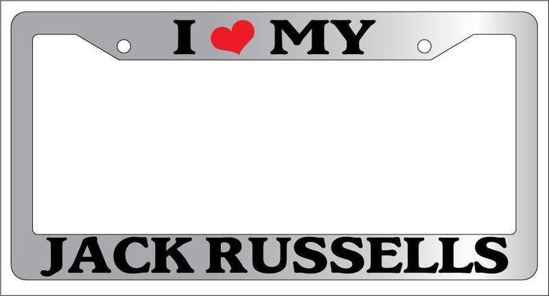 Chrome License Plate Frame I Heart My Jack Russells Auto Accessory 433  Mod-GRAPH9856236-5492