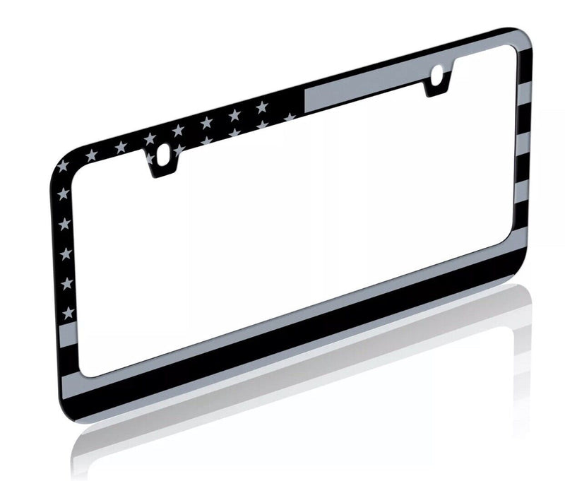 Heavy Duty Stainless-Steel Metal Matte American USA Flag License Plate Frame