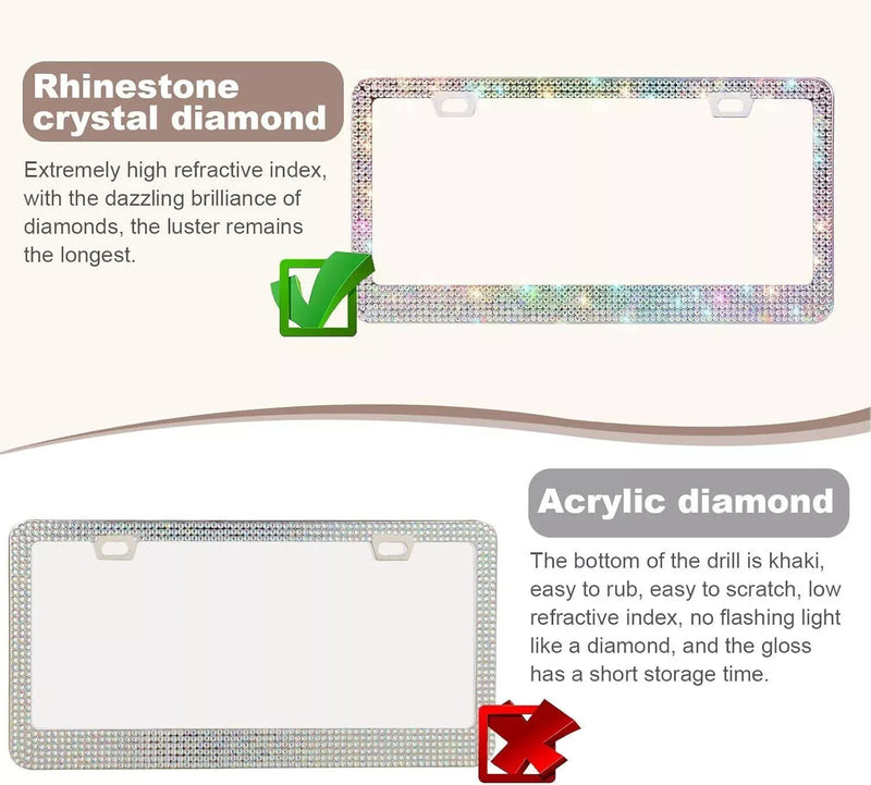 Bling License Plate Frames For Women, Sparkly Rhinestone Diamond Car Accessories