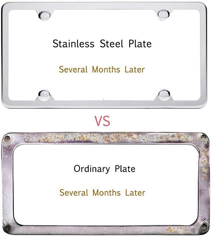 2x High Quality STAINLESS STEEL METAL LICENSE Plate Frame COVER CHROME NEW