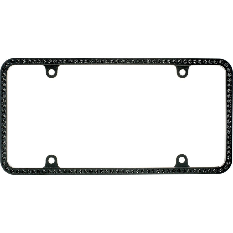 Swarovski Black Crystal Bling Slim license plate frame Inlay Black Frame