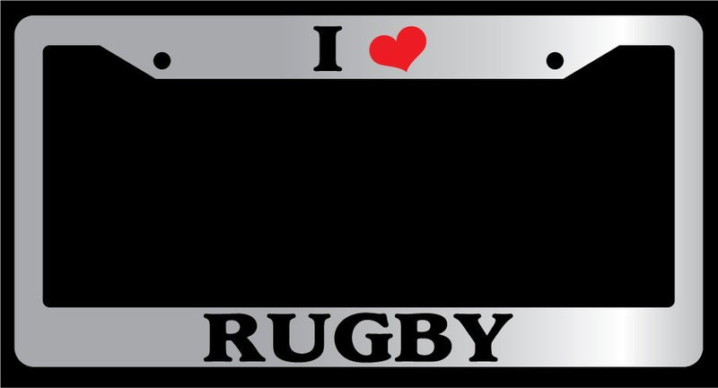 Chrome License Plate Frame "I Heart Rugby" Auto Accessory Novelty  Mod-GRAPH9856236-6105