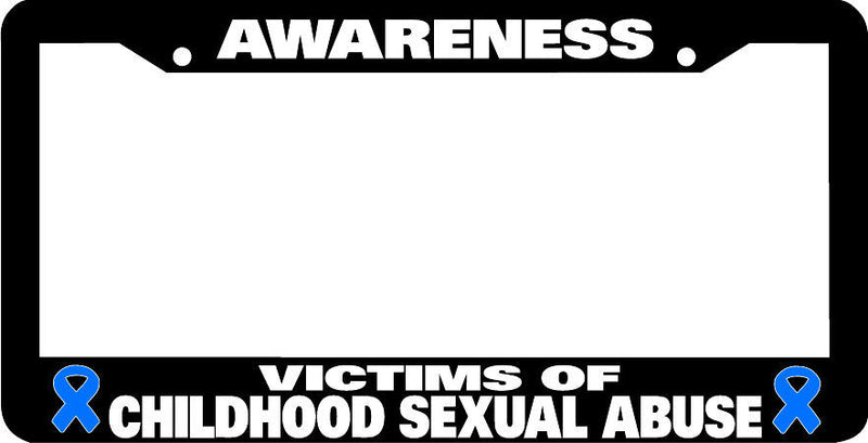 VICTIMS OF CHILDHOOD SEXUAL ABUSE blue ribbon AWARENESS License Plate Frame