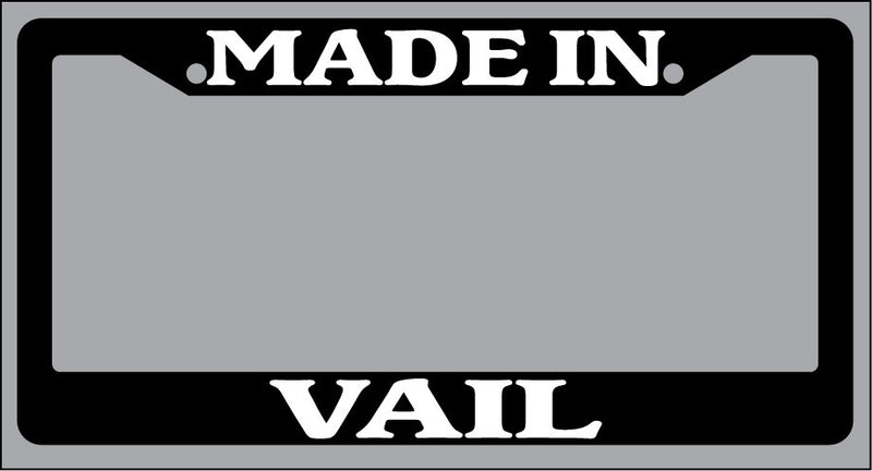 Black License Plate Frame "Made in Vail" Auto Accessory Novelty  Mod-GRAPH9856236-2998