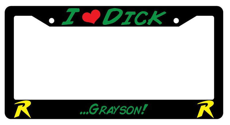 I Heart Dick Grayson (Robin) Black Plastic License Plate Frame Accessory DC  Mod-GRAPH9856236-730