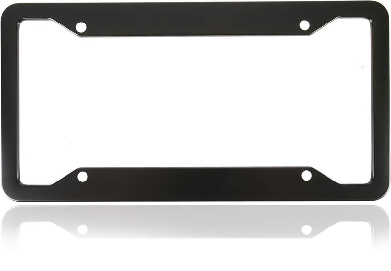 4 Holes Heavy Duty Matte Black Stainless Steel License Plate Frame + Hardware