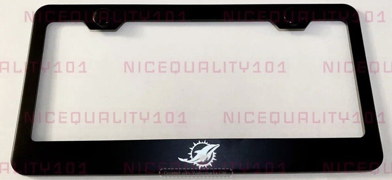 Miami Dolphins Laser Engraved Etched Stainless Finished License Plate Frame