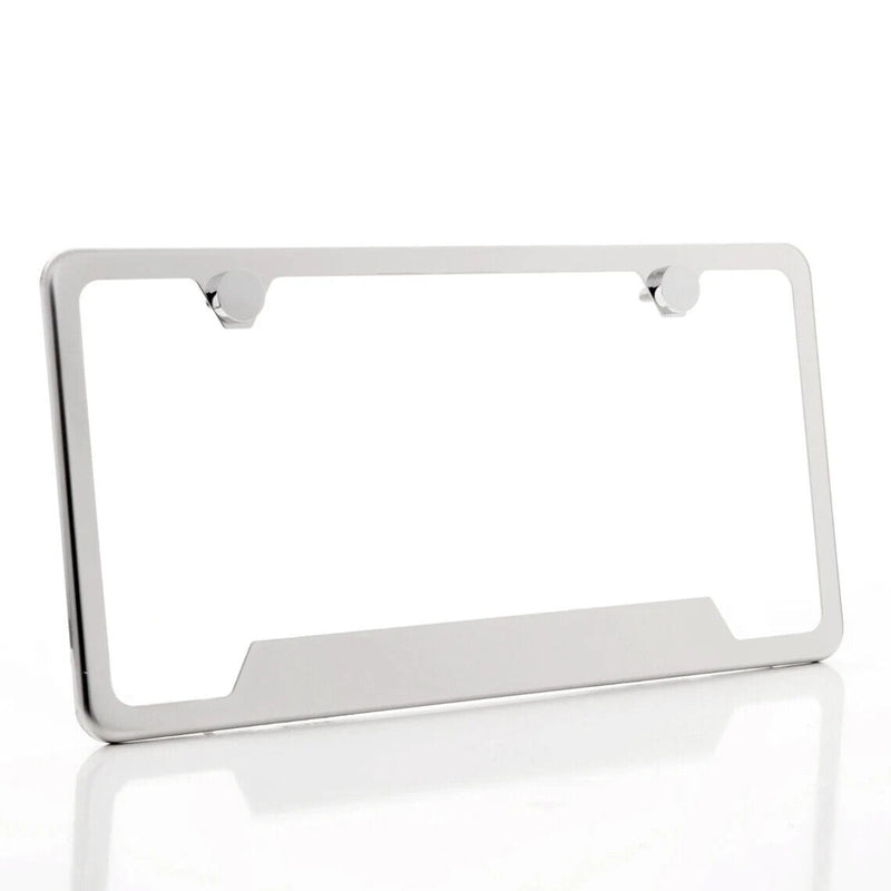 Mirror Finished Stainless Steel License Plate Frame w/ Chrome Screw Caps