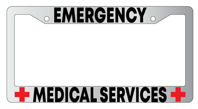 Emergency Medical Services Chrome METAL License Plate Frame  Mod-GRAPH9856236-7976