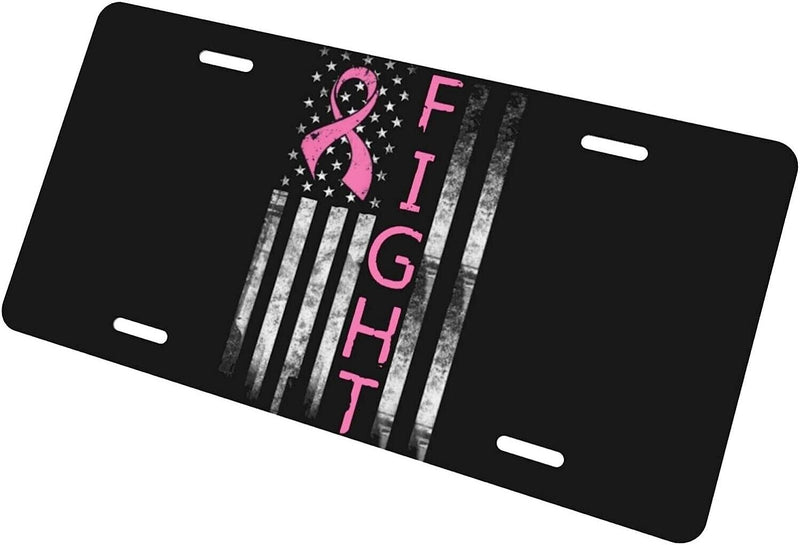 American Flag Breast Cancer Pink Ribbon Awareness Aluminum License Plate