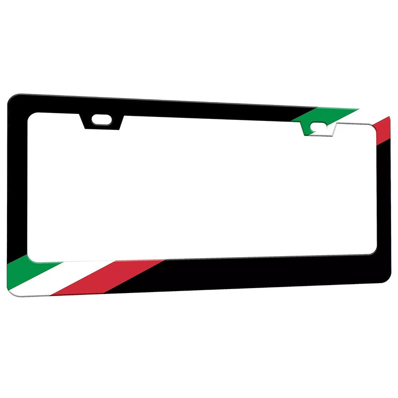 Italy Italian Flag Black Metal License Plate Frame Including Hardware