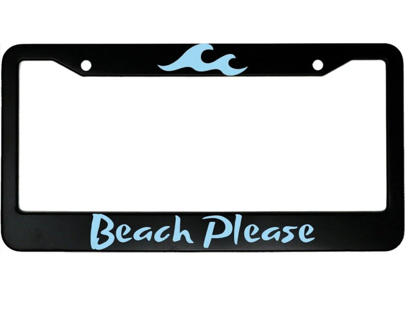 Beach Please Aluminum Car License Plate Frame