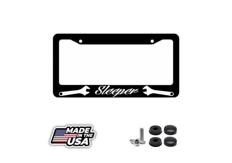 JDM Sleeper White Race Drift Low Turbo Black License Plate Frame (sleeperfr8m)