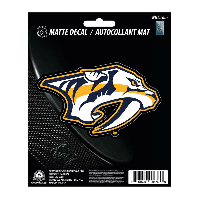 NHL Nashville Predators Decal Matte 5"X6.25" Auto Boat Cooler Luggage