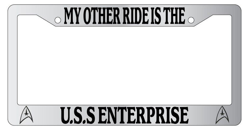 Chrome License Plate Frame My Other Ride Is The U.S.S. Enterprise Auto Star Trek  Mod-GRAPH9856236-6846