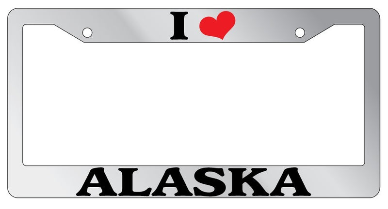 Chrome METAL License Plate Frame I HEART ALASKA Auto Accessory 1043  Mod-GRAPH9856236-8198