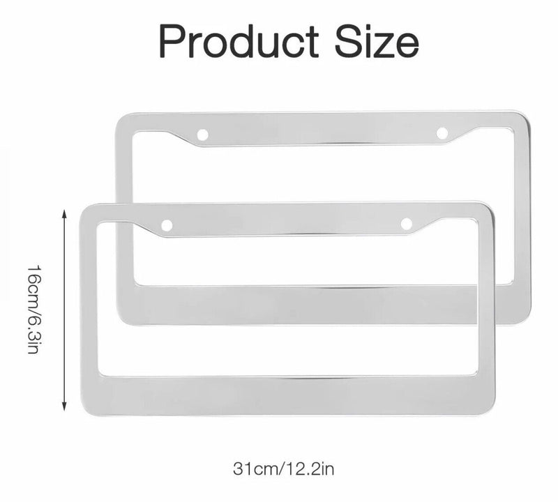 2PCS Metal License Plate Frame Cover Screw Caps Chrome 304 Stainless Steel