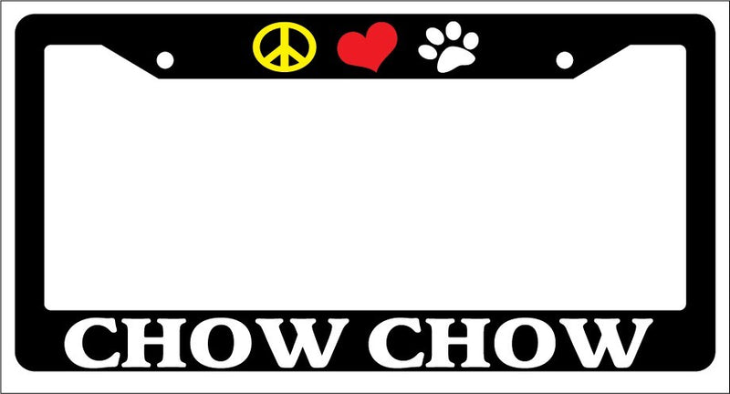 Black License Plate Frame Peace Love Paw Chow Chow Auto Accessory Novelty -343  Mod-GRAPH9856236-1071
