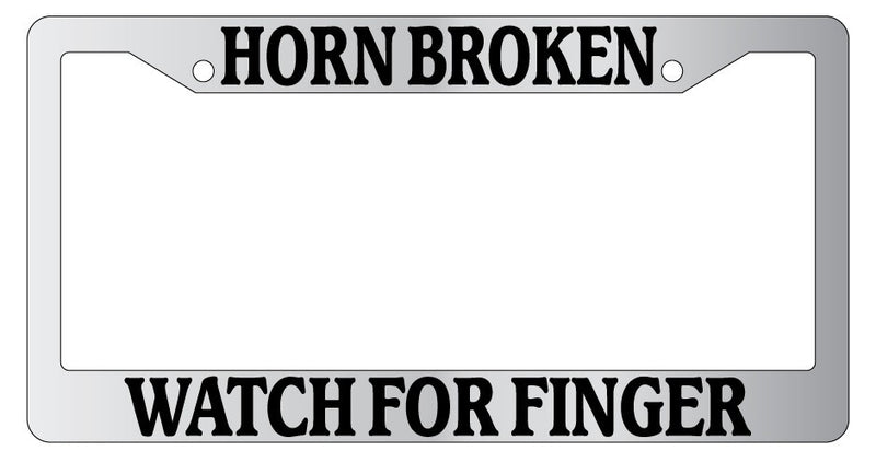 Chrome License Plate Frame Horn Broken Watch For Finger Auto Accessory Novelty  Mod-GRAPH9856236-6709