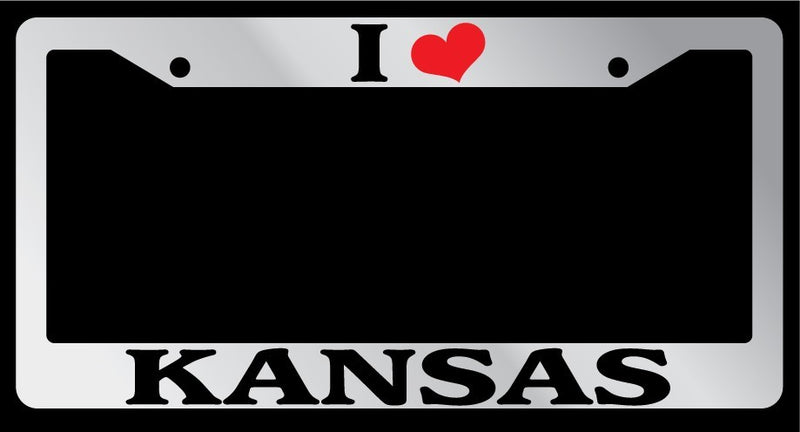 Chrome License Plate Frame "I Heart Kansas" Auto Accessory 1496  Mod-GRAPH9856236-4413