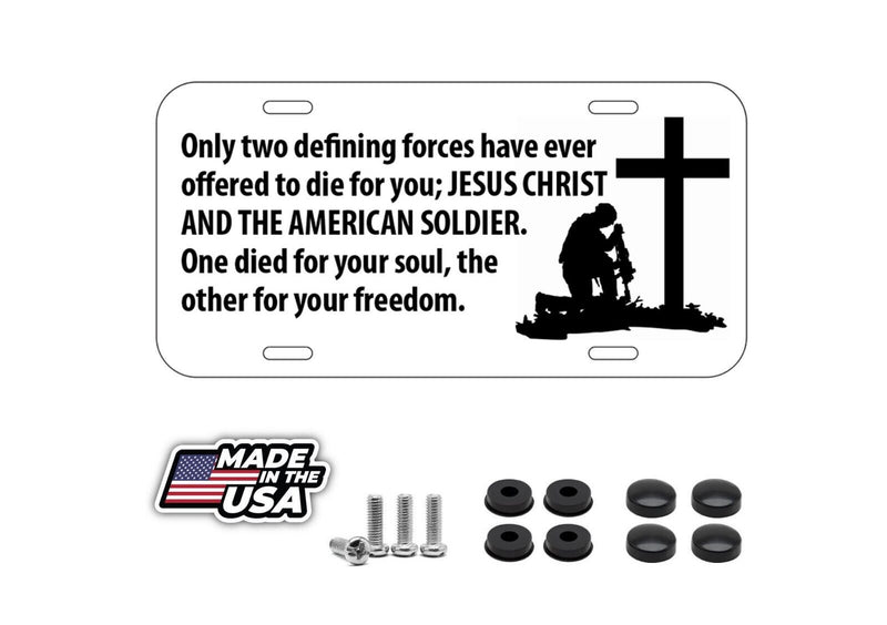 Jesus & American USA US Soldier Army Marine Vehicle License Plate Auto Car Tag